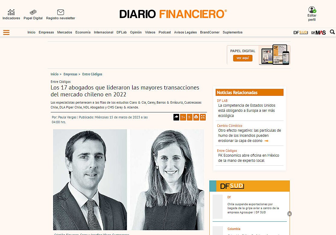 Los 17 abogados que lideraron las mayores transacciones del mercado chileno en 2022